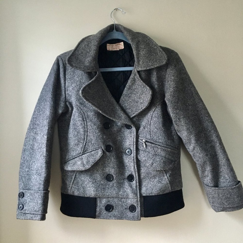 Black and white wool Filson coat